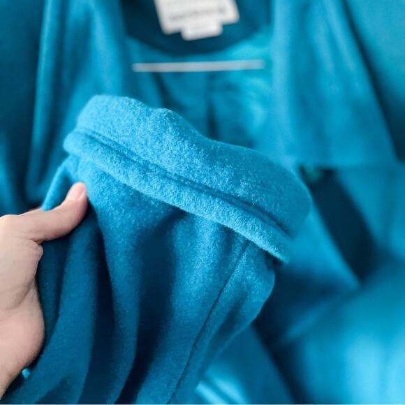 Vintage 100% Wool Vibrant Teal Blue Double Breasted Pea Coat Plus Size 16 - Picture 3 of 8